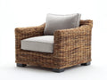 Polyrattan Gartensessel-Polyrattan-Holz-Textil-96x88x76 cm-Natur-Hellgrau-Rustikaler Lounge-Stil