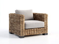 Polyrattan Gartensessel-Polyrattan-Holz-Textil-98x92x78 cm-Natur-Hellgrau-Moderner Lounge-Stil