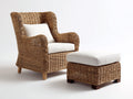 Polyrattan Gartensessel-Polyrattan-Holz-Textil-91x85x106 cm-Natur-Creme-Landhaus-Lounge-Stil