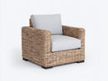 Polyrattan Gartensessel-Polyrattan-Holz-Textil-95x89x77 cm-Natur-Hellgrau-Klassischer Gartenstil