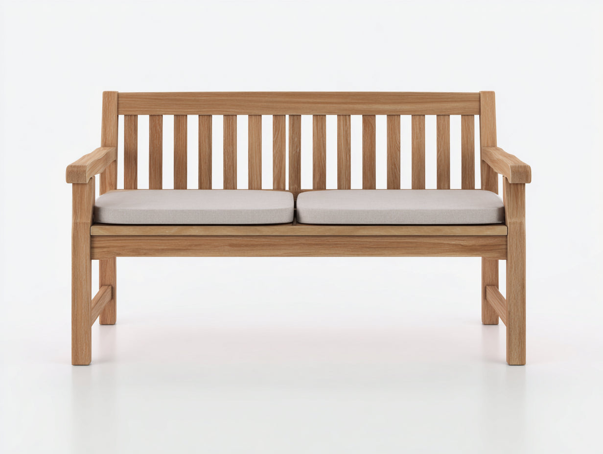 Gartenbank - Holz-Textil - 145x60x88 cm - Natur-Grau - Zeitlos