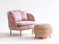 Polyrattan Gartensessel-Polyrattan-Holz-Textil-90x84x78 cm-Natur-Rosa-Retro-Lounge-Stil