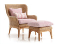 Polyrattan Gartensessel-Polyrattan-Holz-Textil-96x82x110 cm-Natur-Rosa-Weiß-Landhaus-Lounge-Stil