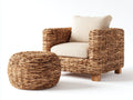 Polyrattan Gartensessel-Polyrattan-Holz-92x88x78 cm-Natur-Creme-Boho-Stil