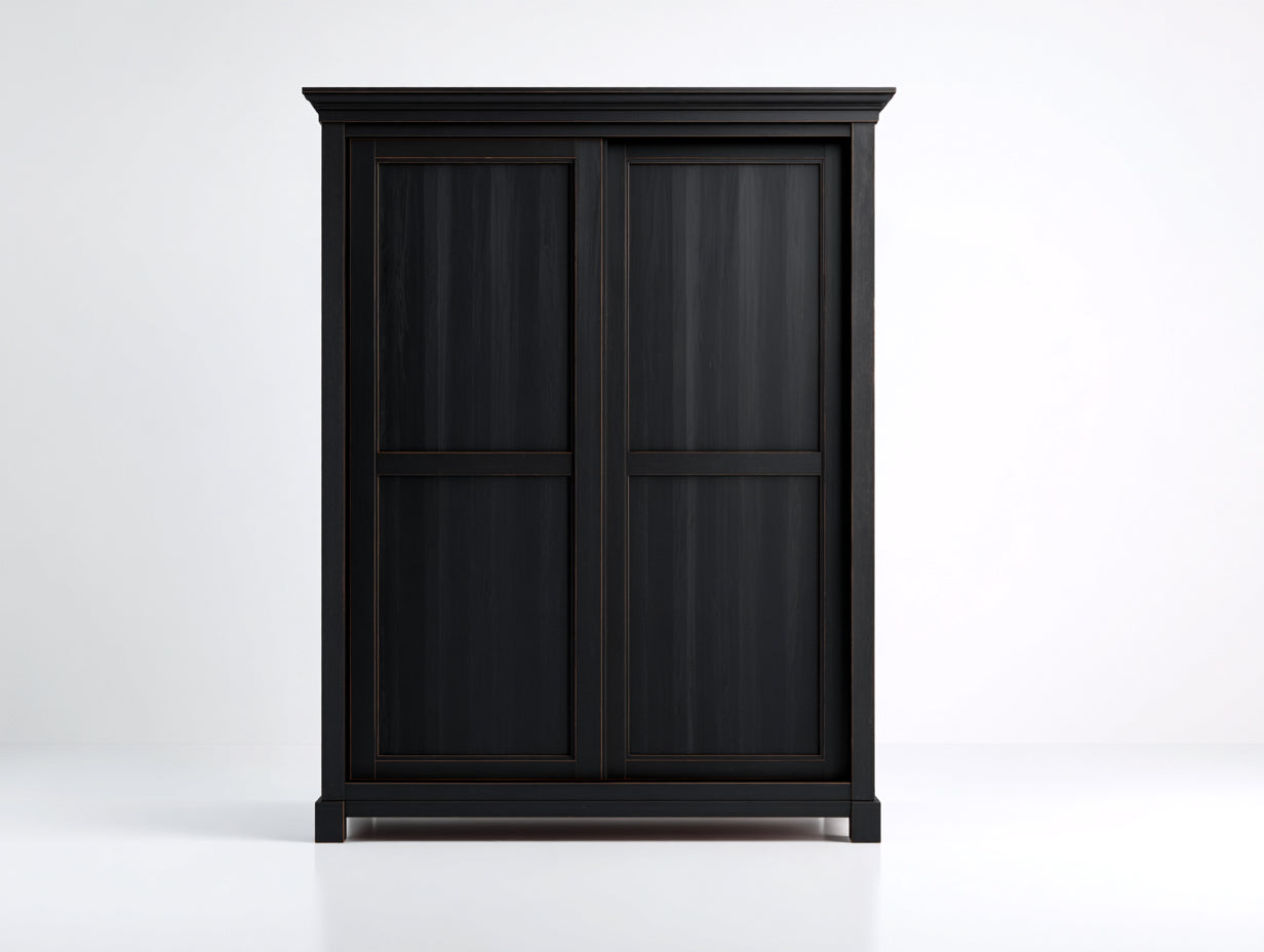 Kleiderschrank - Holzwerkstoff - 116 x 57 x 196 cm - Schwarz - Klassischer Stil