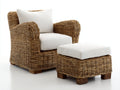 Polyrattan Gartensessel-Polyrattan-Holz-Textil-95x88x86 cm-Natur-Creme-Rustikaler Landhausstil