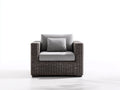 Polyrattan Gartensessel-Polyrattan-Holz-Textil-96x88x76 cm-Dunkelgrau-Grau-Moderner Terrassenstil