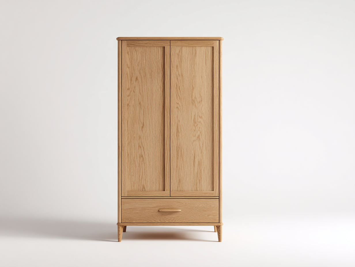 Kleiderschrank - Massivholz - 94 x 57 x 194 cm - Eiche Natur - Skandinavischer Stil