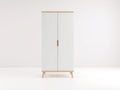 Kleiderschrank - Holzwerkstoff-Massivholz - 92 x 54 x 188 cm - Weiß-Naturholz - Skandinavischer Stil