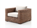 Polyrattan Gartensessel-Polyrattan-Holz-Textil-97x91x77 cm-Natur-Creme-Klassischer Gartenstil