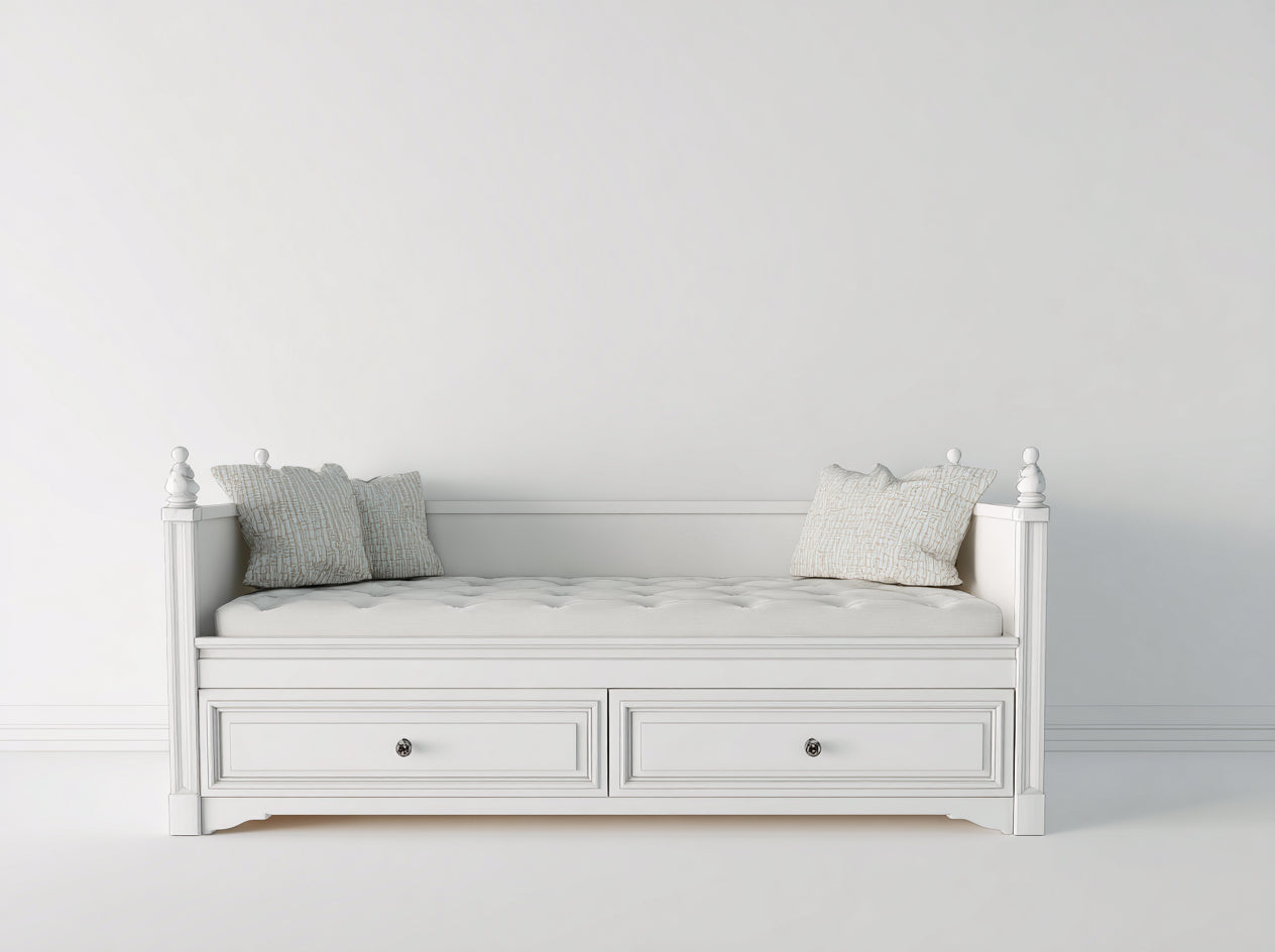 Schlafsofa - Holz - 208x95x91 cm - Weiß - Klassisch