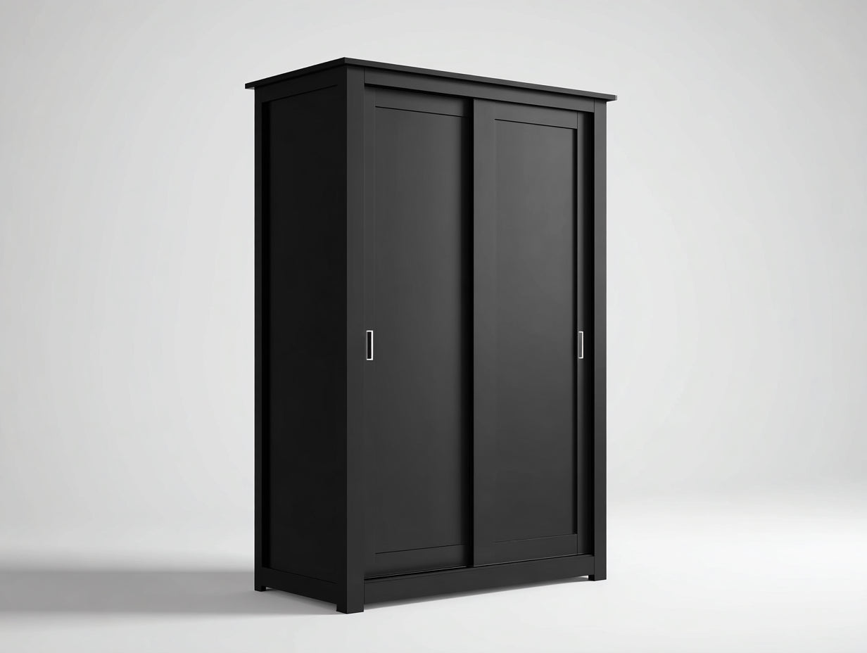 Kleiderschrank - Holzwerkstoff - 162 x 66 x 208 cm - Schwarz - Moderner Stil