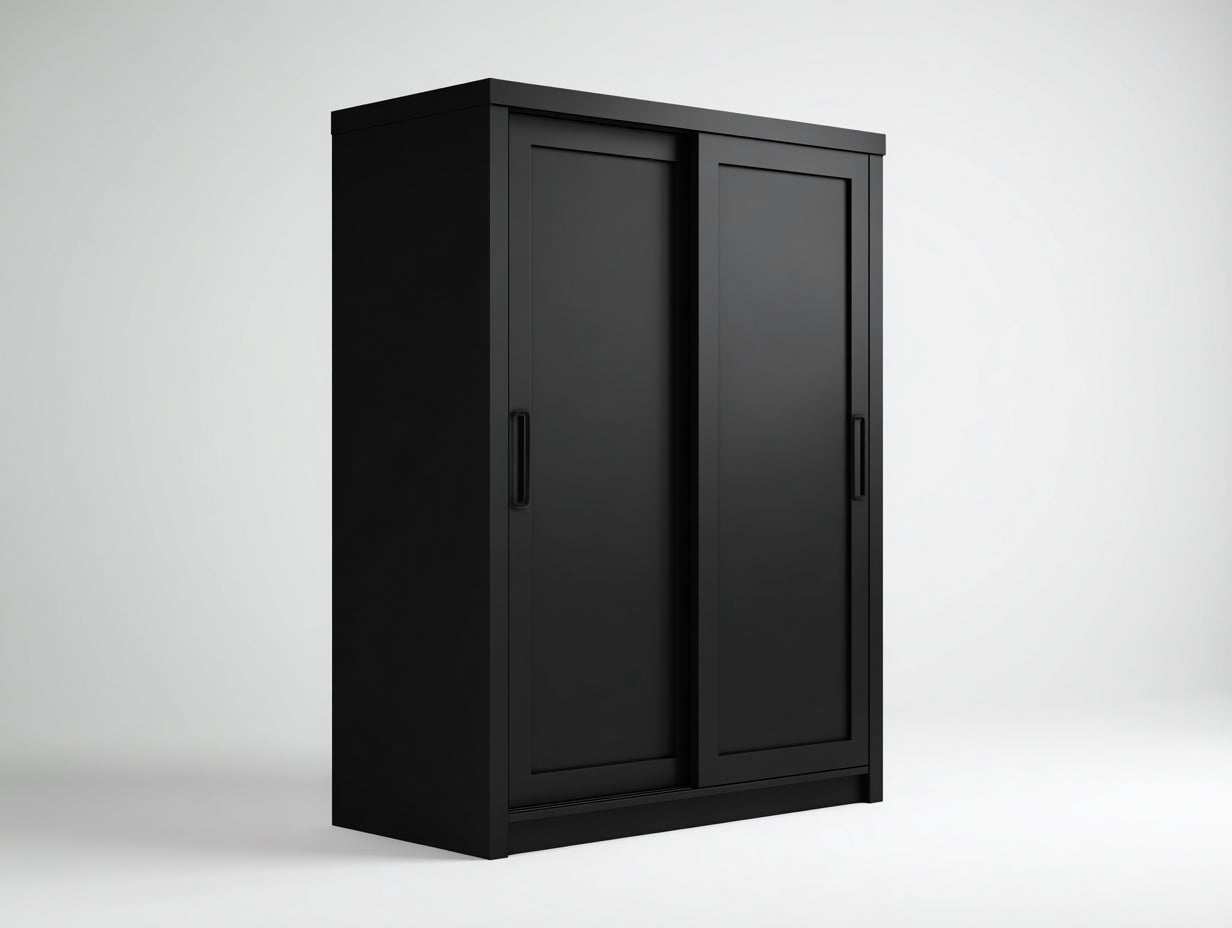 Kleiderschrank - Holzwerkstoff - 154 x 63 x 203 cm - Schwarz - Minimalistischer Stil